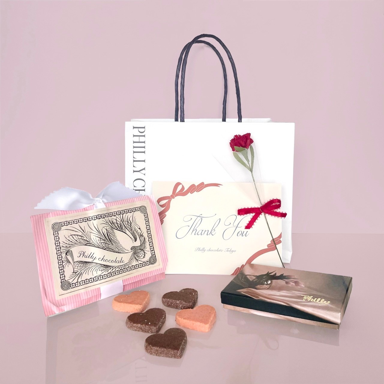 【ショッパー/お花付】Cookie (SWAN) + Chocolate set