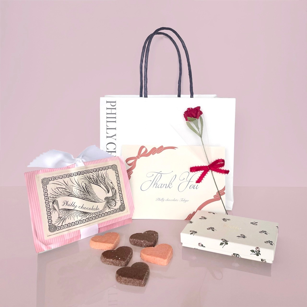 【ショッパー/お花付】Cookie (SWAN) + Chocolate set