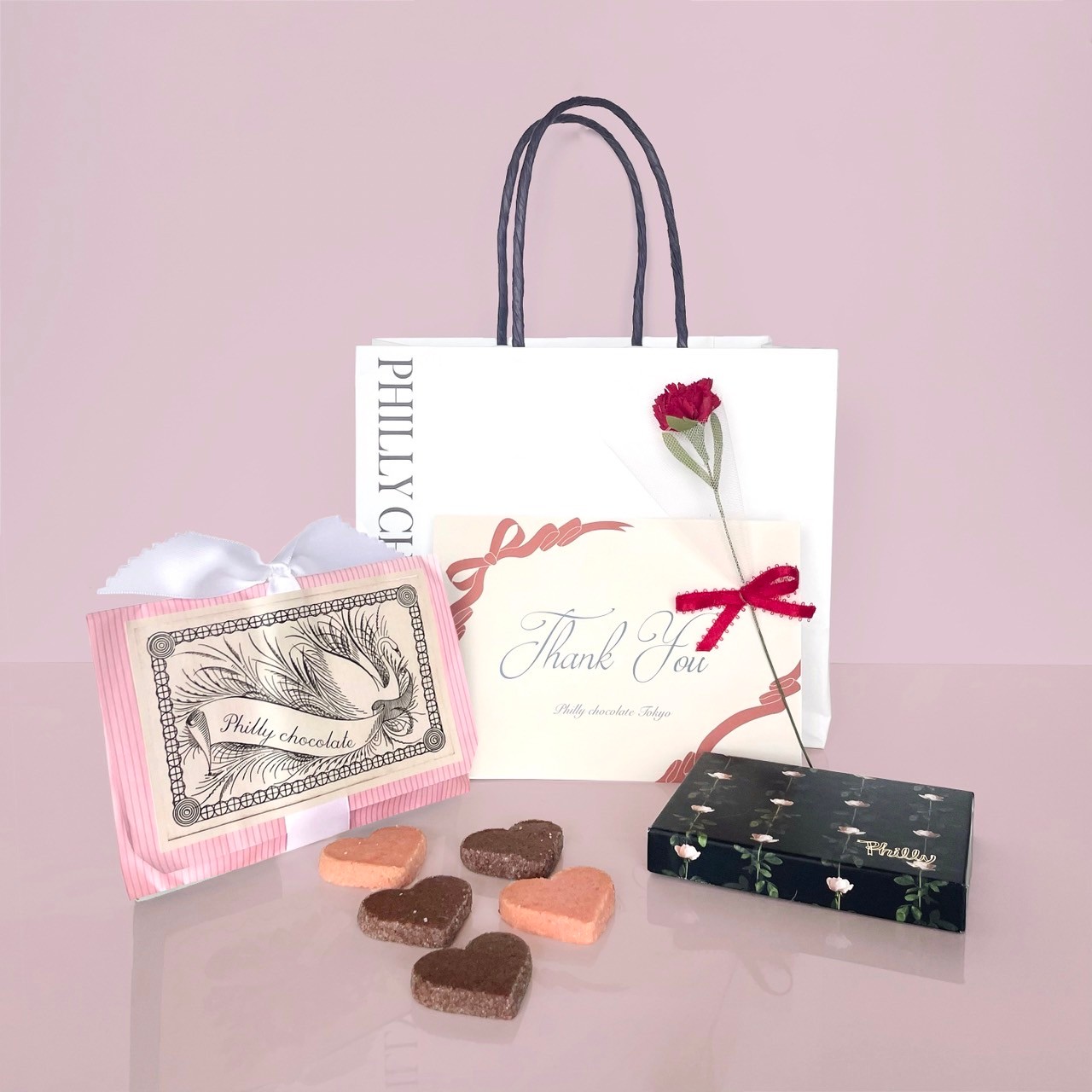【ショッパー/お花付】Cookie (SWAN) + Chocolate set
