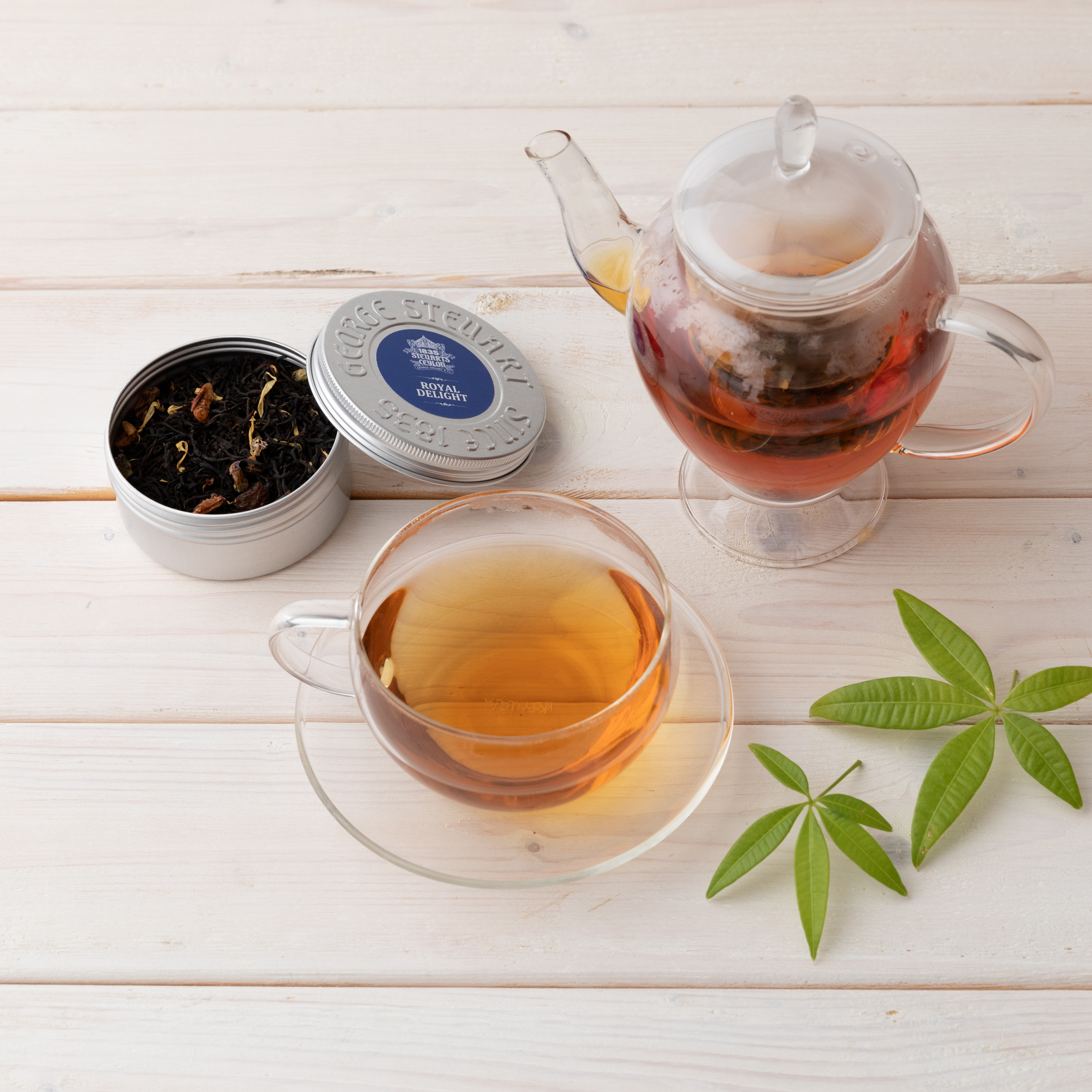 【ギフトボックス】リーフティーミニ缶2個セット（白） ロイヤルディライト+アールグレイ