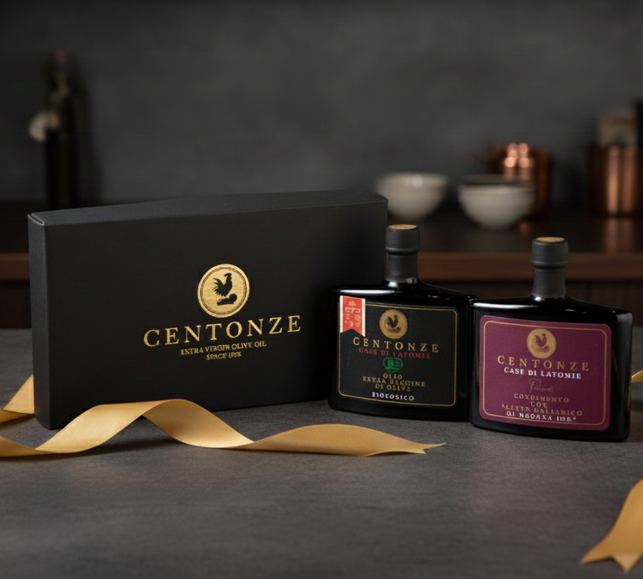 【2本入ギフト箱】チェントンツェCentonze 有機オリーブオイルとバルサミコ酢 シチリア産 2本セット