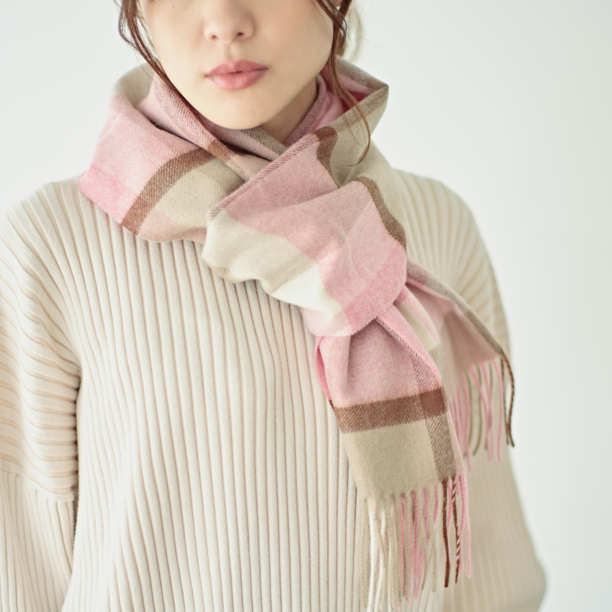 【刺繍名入れギフト】カシミヤ100%チェック柄マフラー