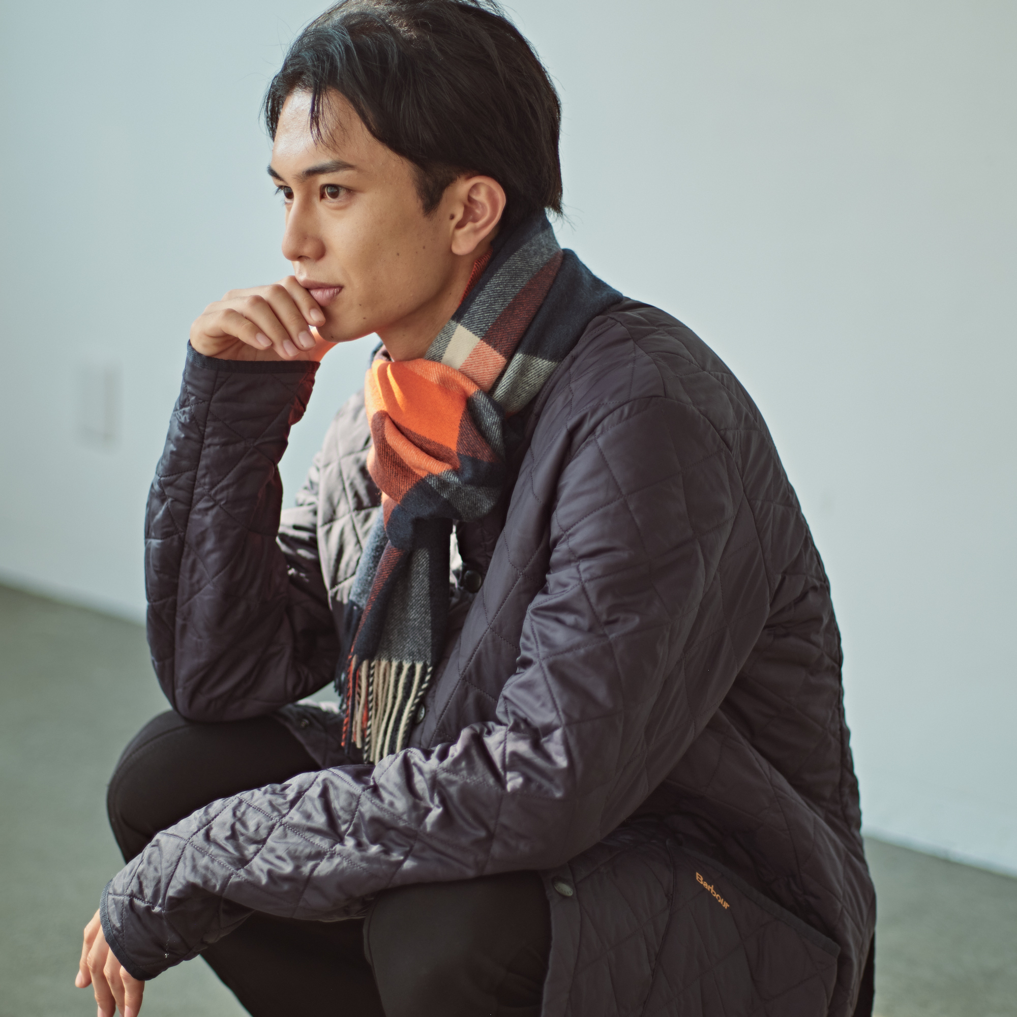 【刺繍名入れギフト】カシミヤ100%チェック柄マフラー