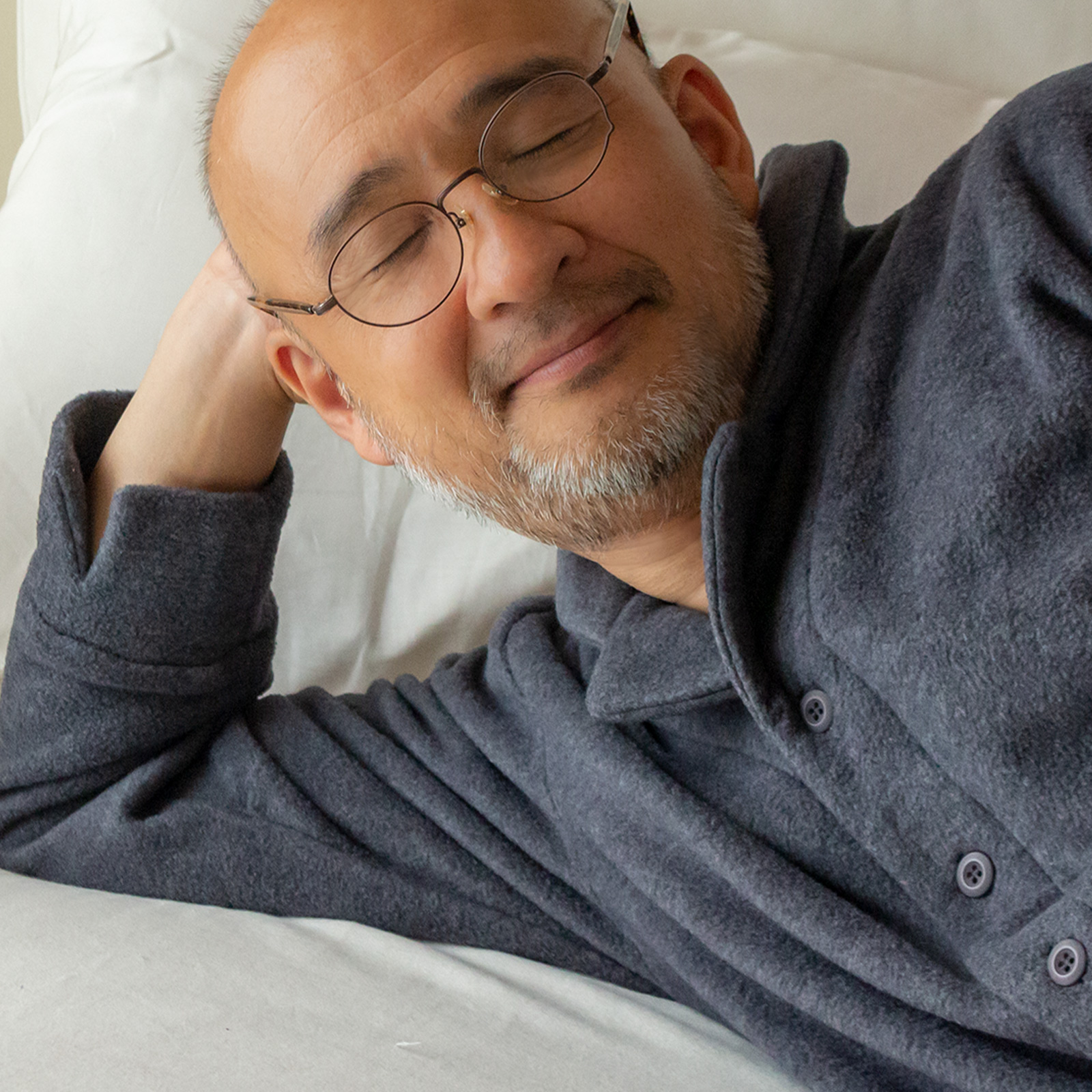 寝るためのフリースメンズパジャマ＜前開き＞