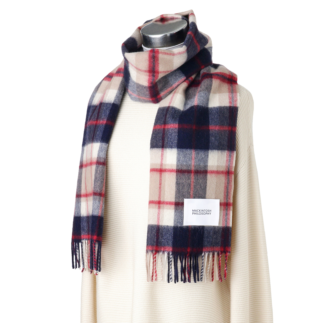 カシミヤチェックマフラー【ブランドBOX入り】