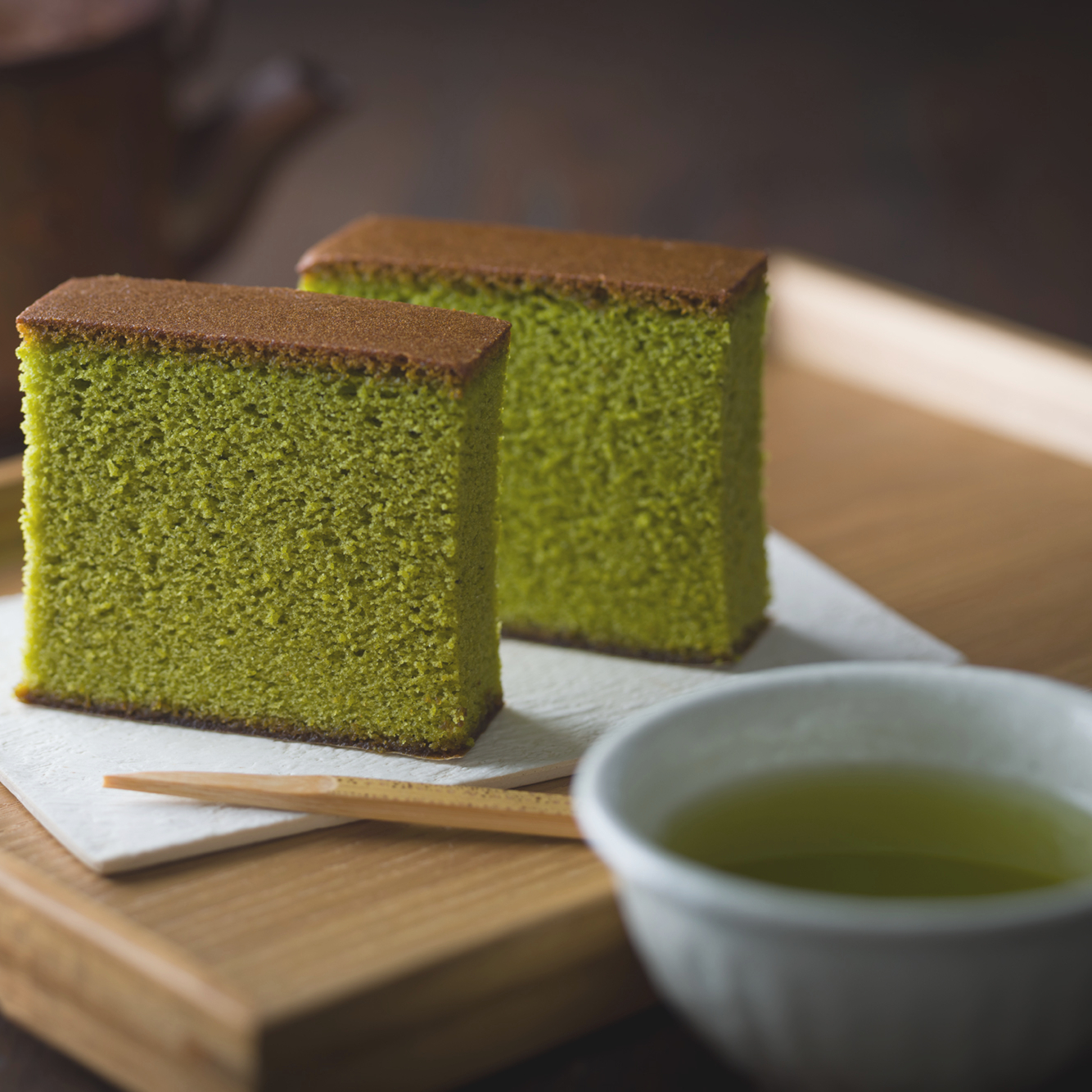 抹茶カステラとお茶のセット