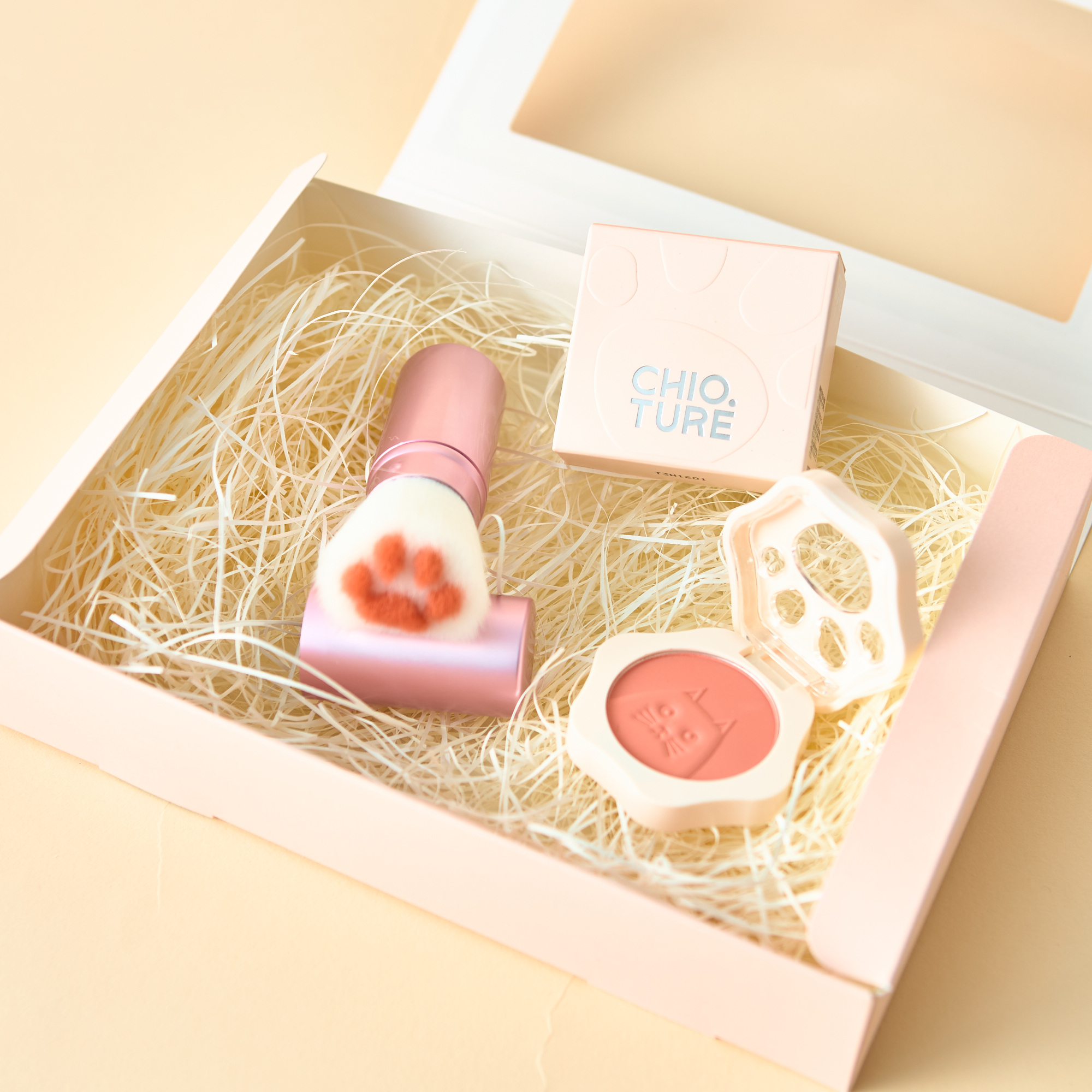 【ギフトBOX付】ネコ肉球チーク＆ブラシセット