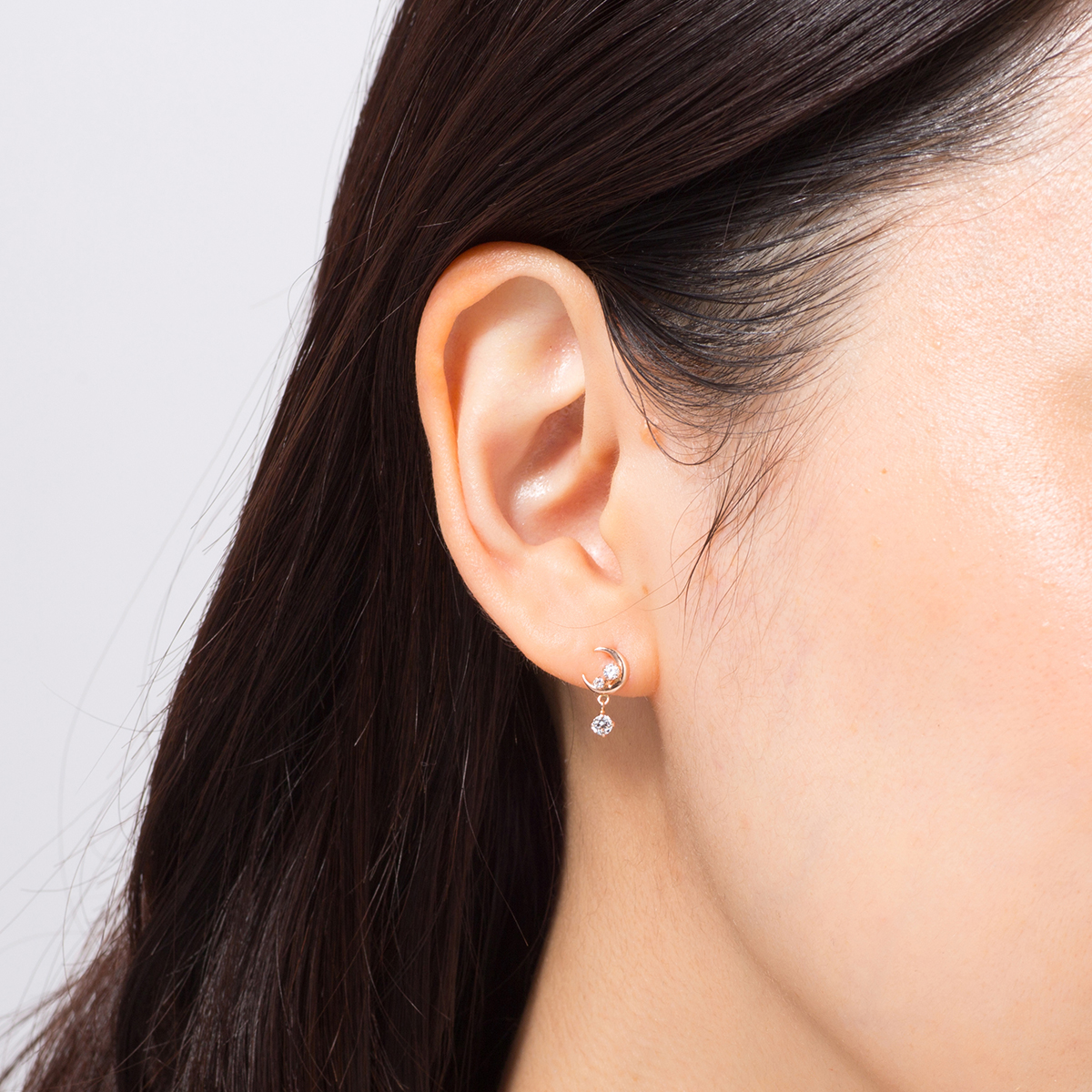 【名入れケース】月モチーフネックレス＆ピアス2点セット