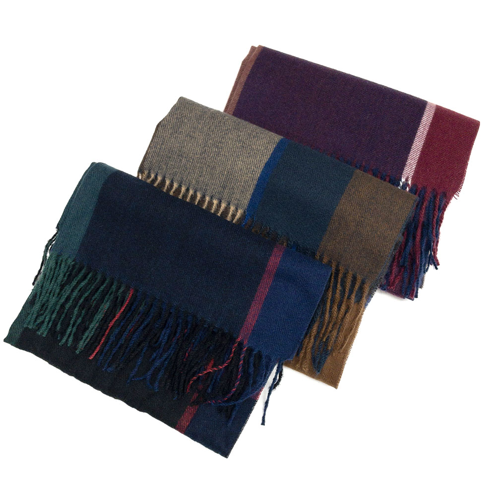 《カシミヤタッチ》スモーキーパステルチェックストール