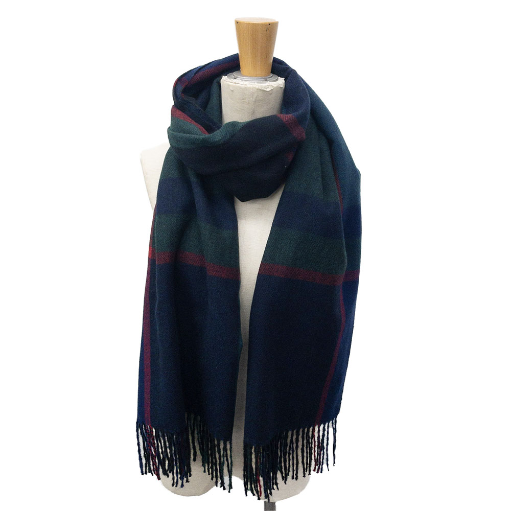 《カシミヤタッチ》スモーキーパステルチェックストール