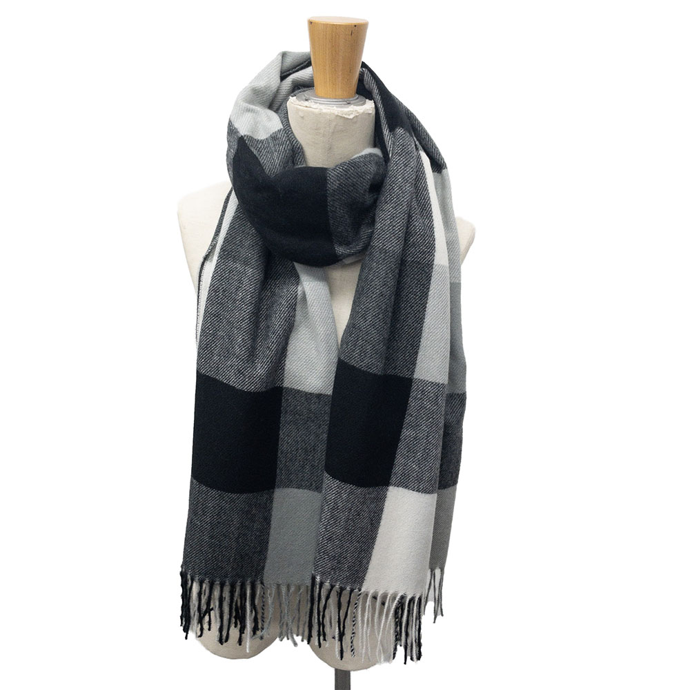 《カシミヤタッチ》スモーキーパステルチェックストール