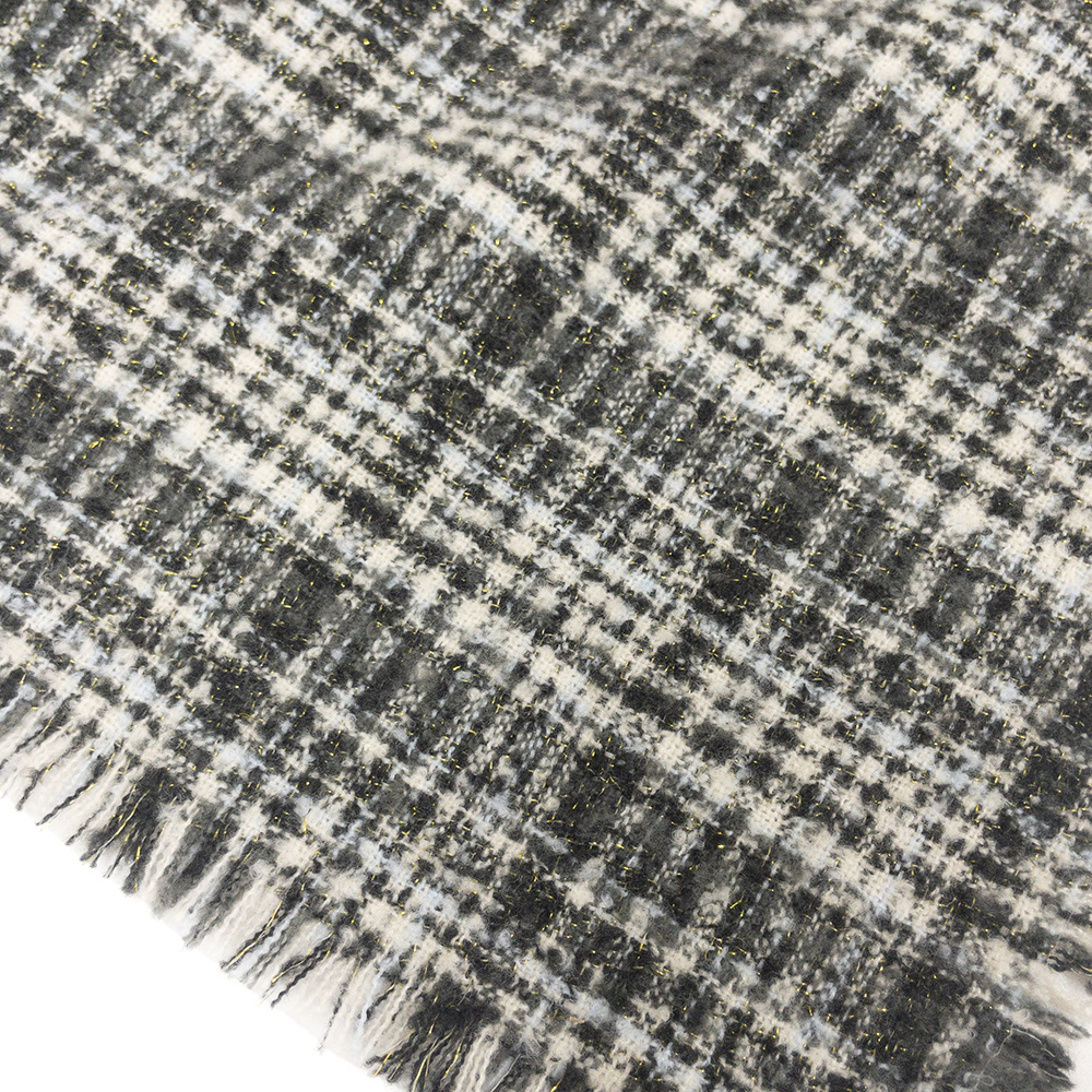 《カシミヤタッチ》ラメ入りツイード風チェックストール