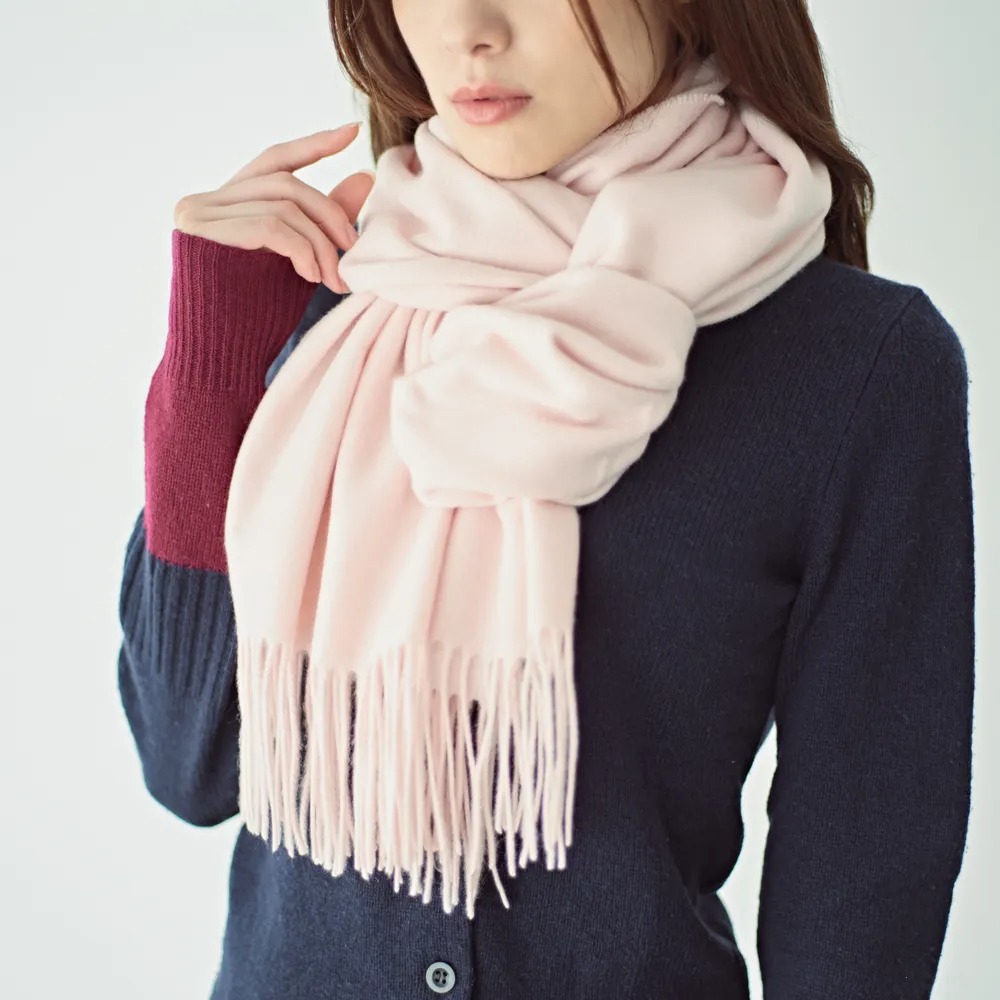 【名入れ/クリスマス限定ボックス付】カシミヤ100%マフラー/大判ストール・サンタテディベアセット