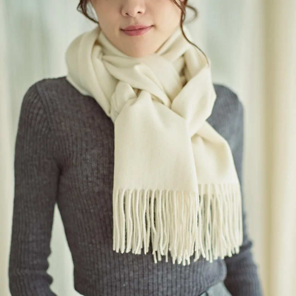 【名入れ/クリスマス限定ボックス付】カシミヤ100%マフラー/大判ストール・サンタテディベアセット