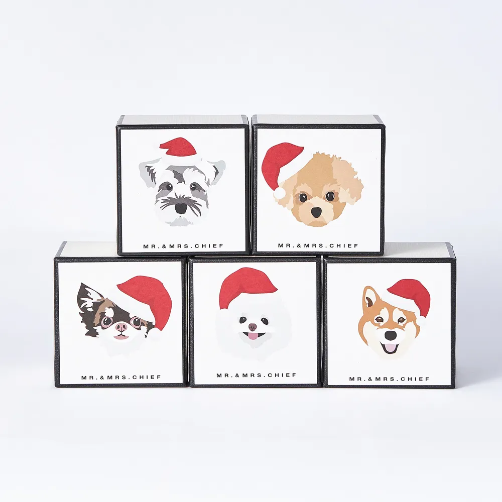 【名入れ/クリスマス限定ボックス付】カシミヤ100%マフラーとハンカチ[ INU or NEKO ]セット