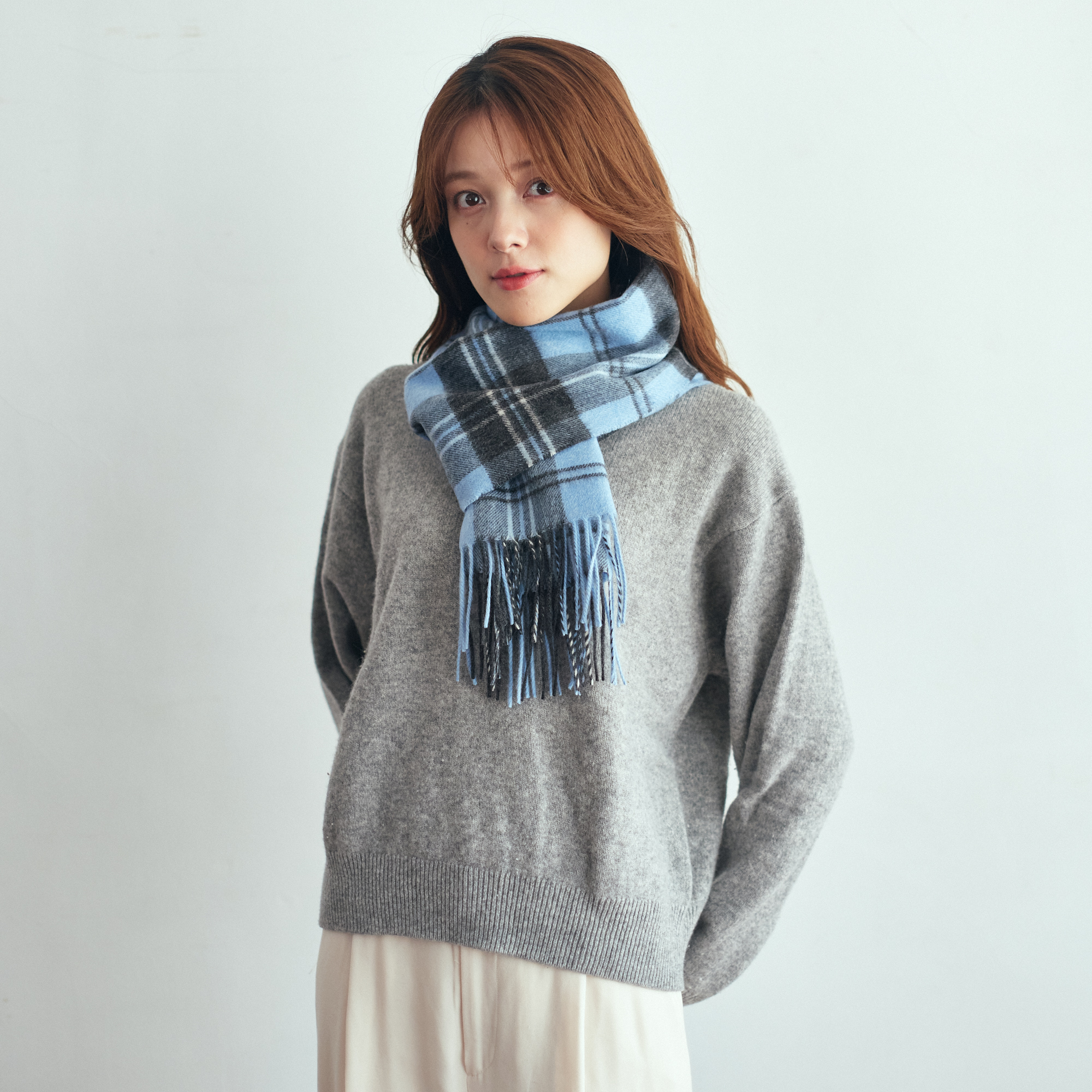 【名入れ/クリスマス限定ボックス付】カシミヤ100%マフラーと名入れボールペンセット