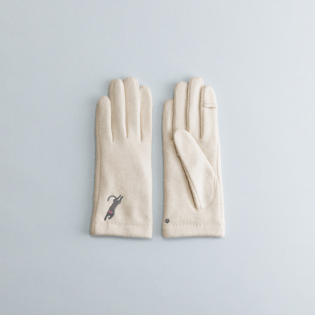 【WOMEN】おひるねねこ刺繍ジャージグローブ