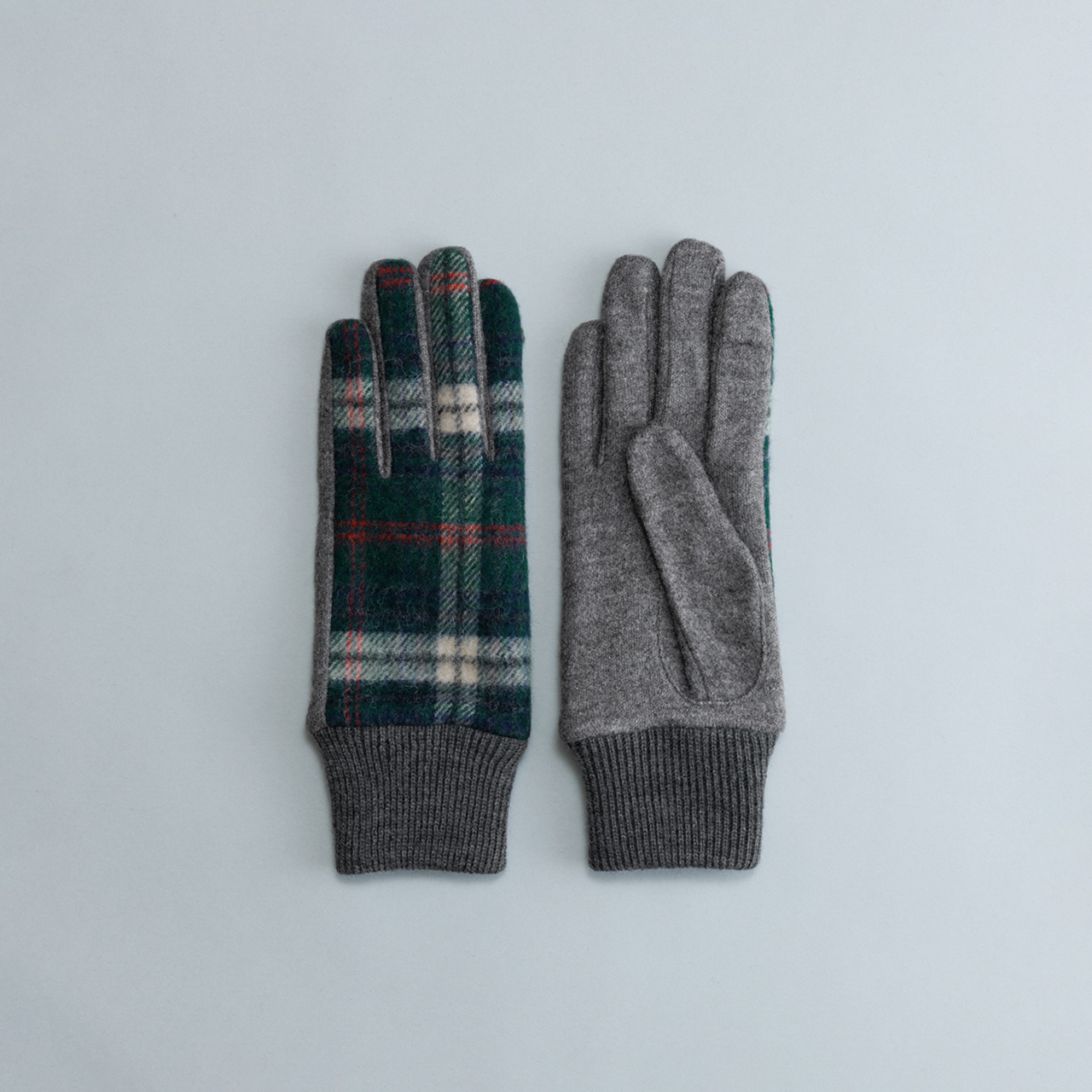 WOMEN】タータンチェックリブニットジャージグローブ/タッチパネル対応