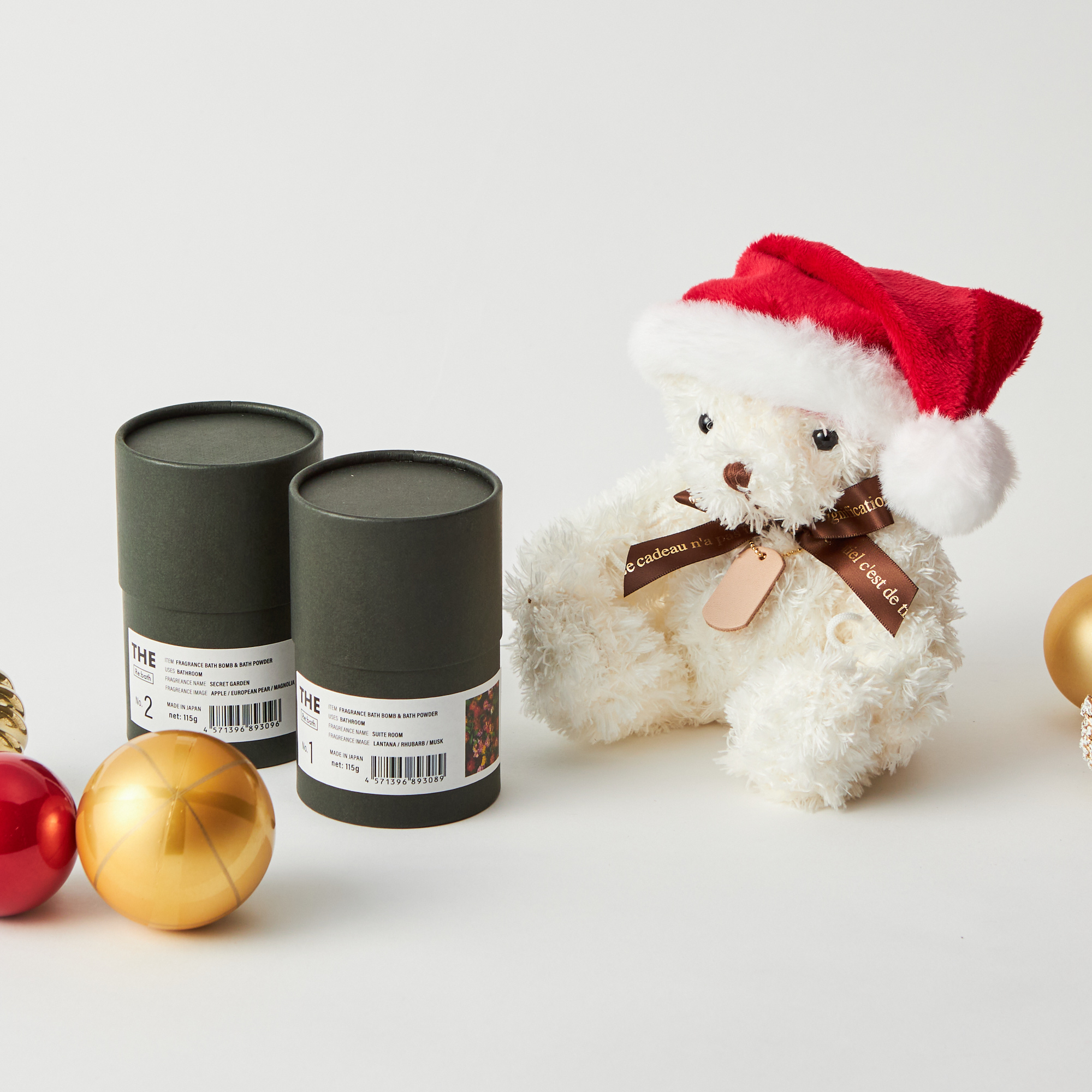 【名入れ/BOX付】フレグランスバスボム&名入れサンタテディベア