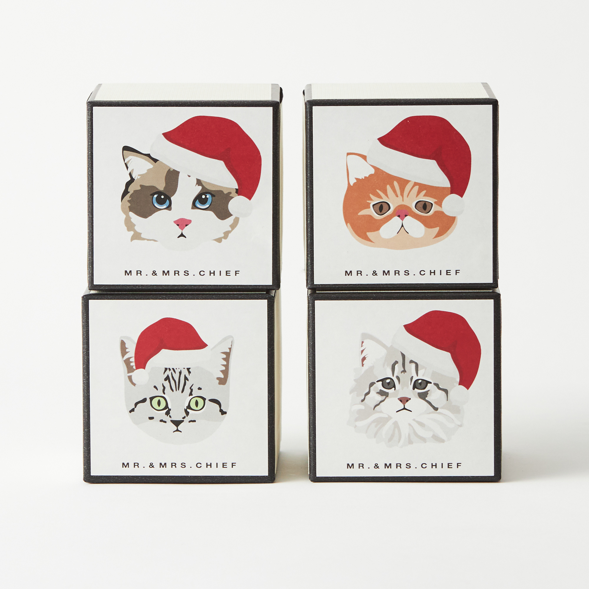 【クリスマス限定ボックス付】ハンカチとチョコと紅茶のねこちゃんセット