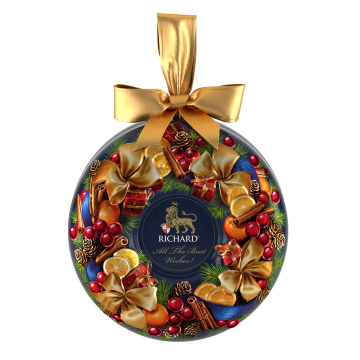 「ロイヤル　ウインターティー」 紅茶 80g (クリスマスリース 、ブルー）