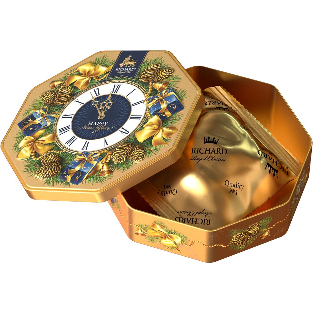 「ロイヤル　ウインターティー」 紅茶 80g (時計型 、ゴールド）