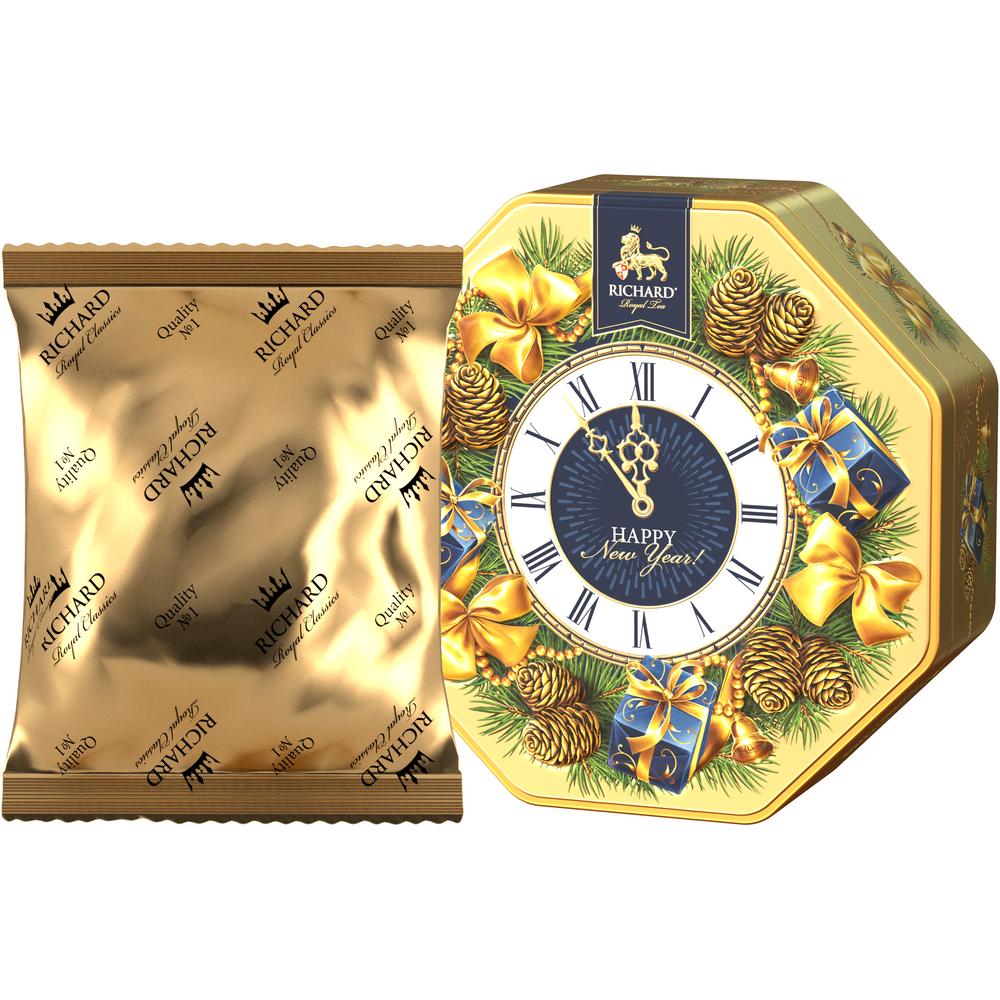 「ロイヤル　ウインターティー」 紅茶 80g (時計型 、ゴールド）