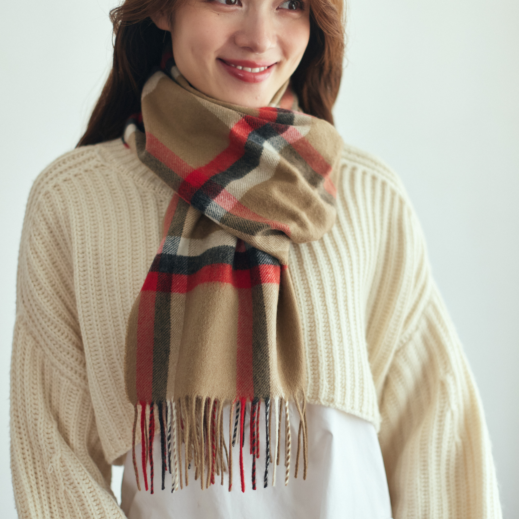 【写真BOX付き・名入れ】一粒ネックレス & カシミヤマフラーギフトセット