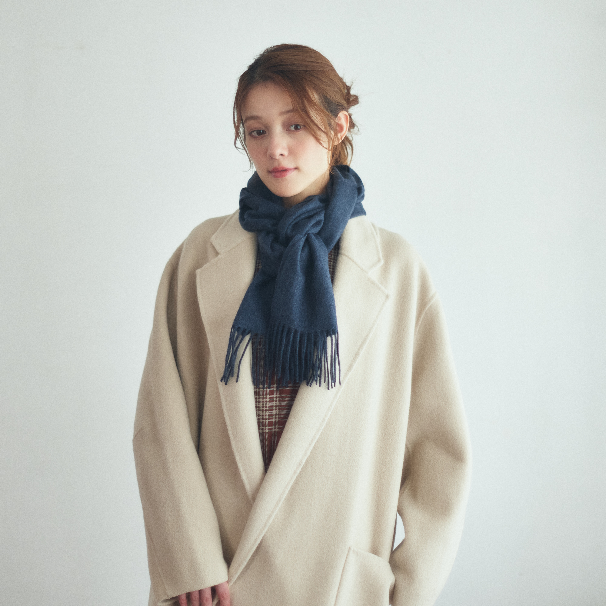 【写真BOX付き・名入れ】一粒ネックレス & カシミヤマフラーギフトセット