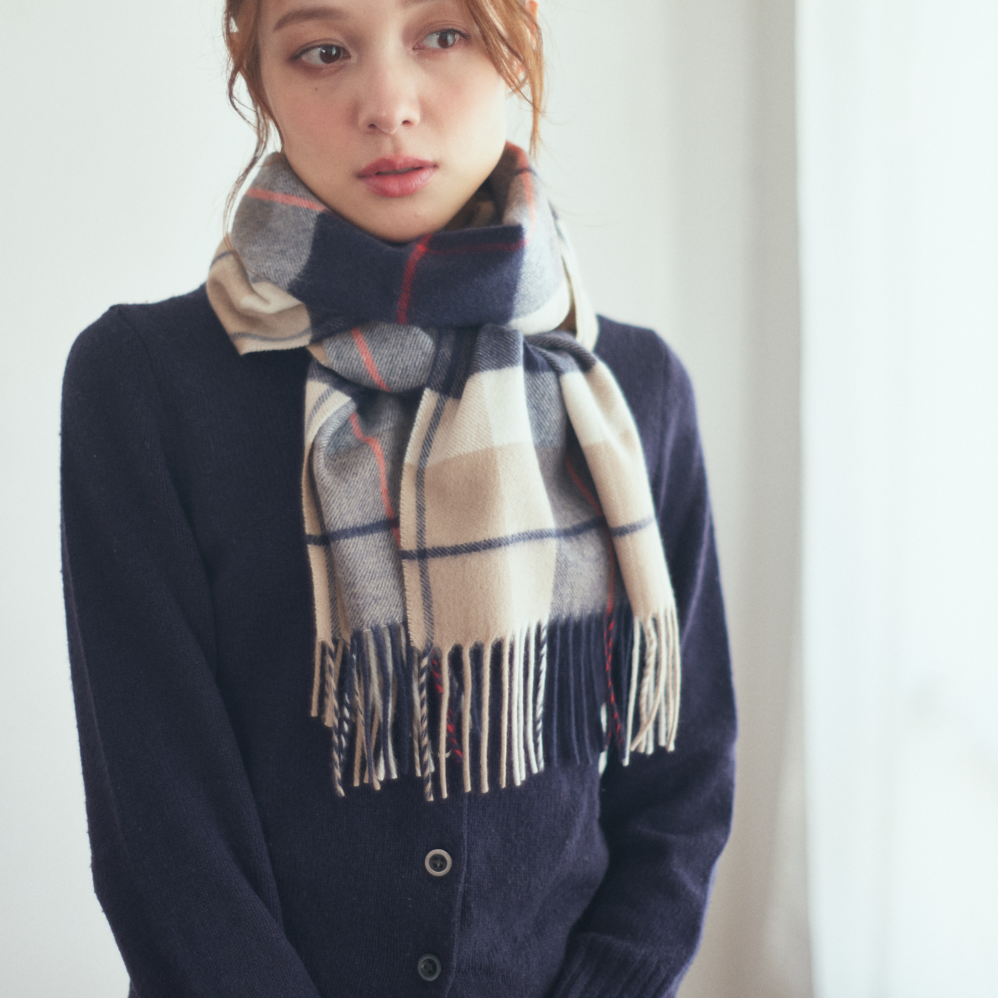 【写真BOX付き・名入れ】一粒ネックレス & カシミヤマフラーギフトセット