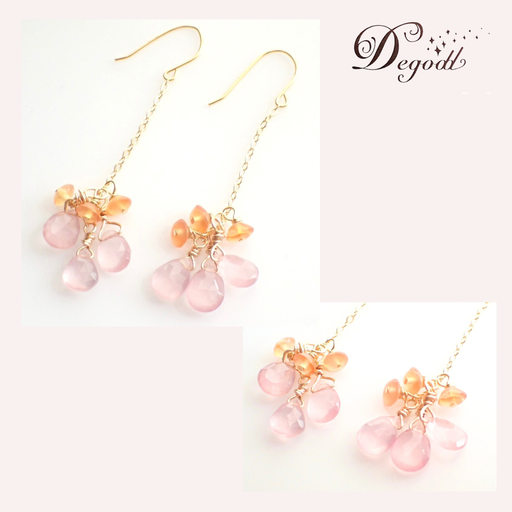 天然石 ピンクカラー ピアス