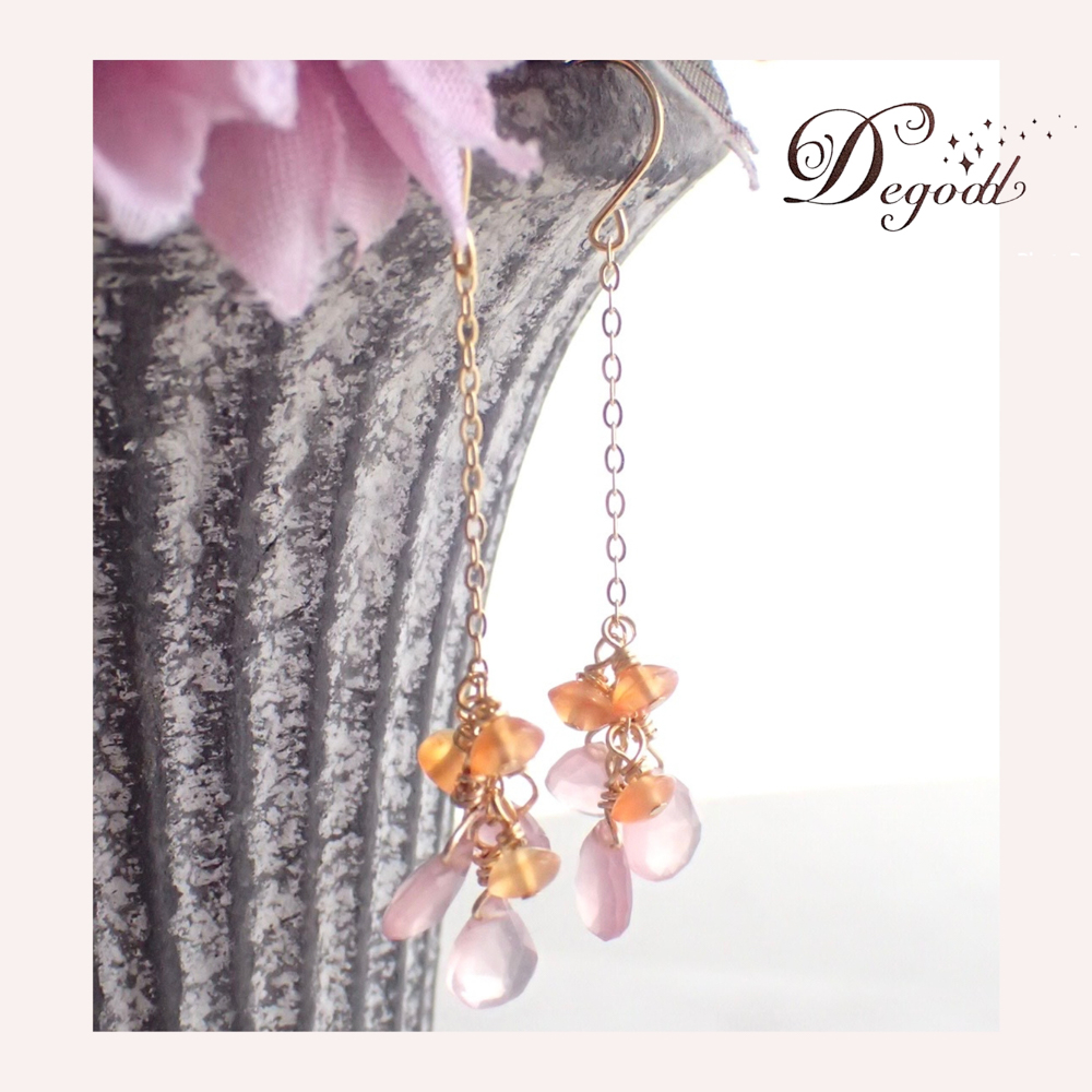 天然石 ピンクカラー ピアス