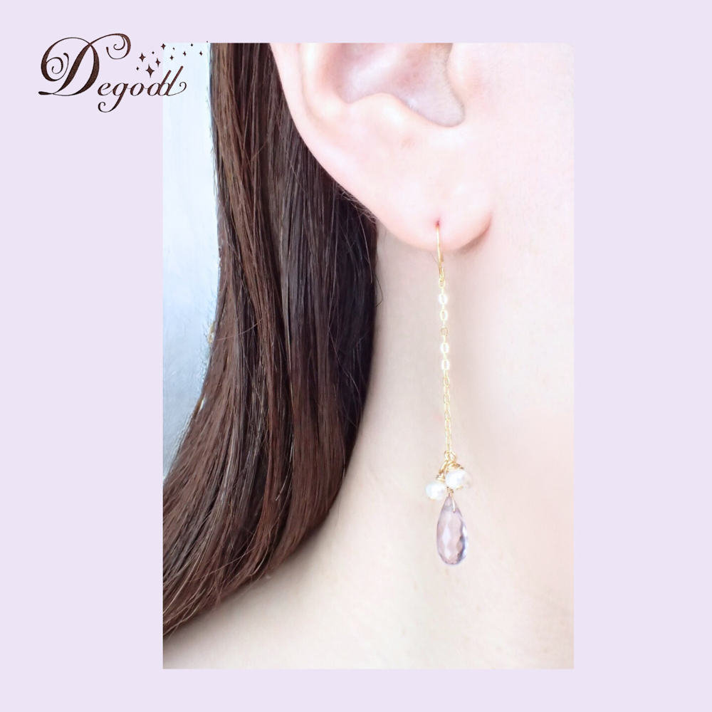 アメジスト×淡水パールピアス