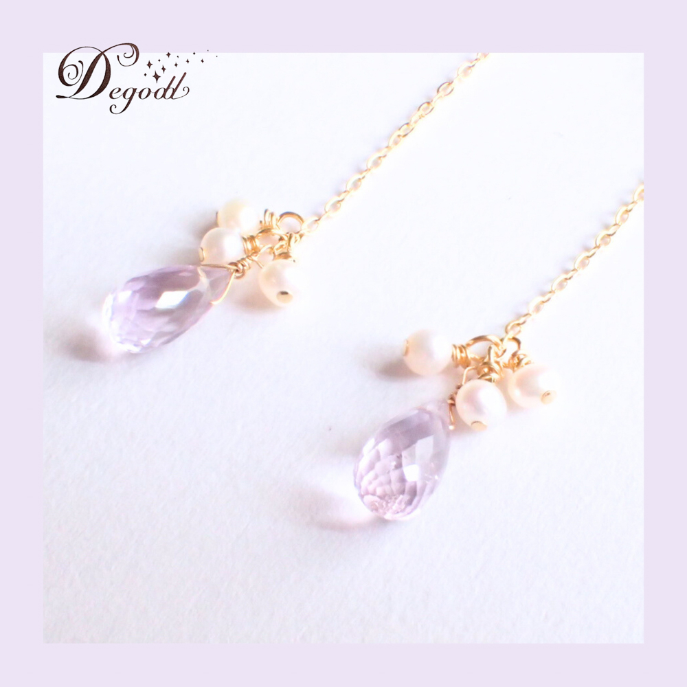 アメジスト×淡水パールピアス