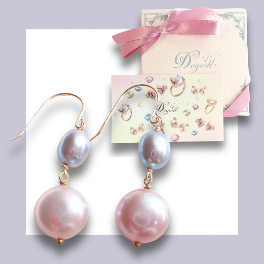 ピンク グレー パール ピアス