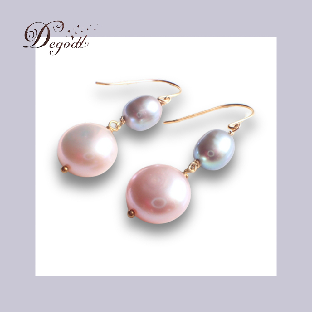 ピンク グレー パール ピアス