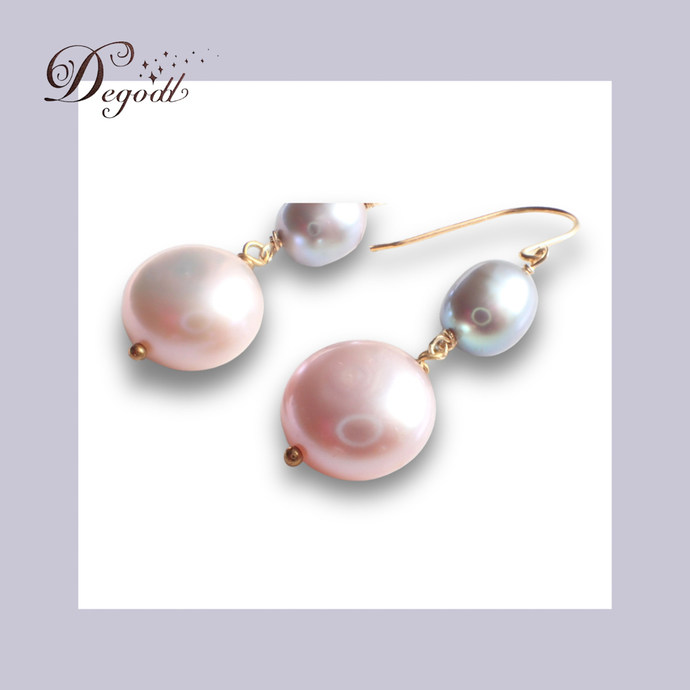 ピンク グレー パール ピアス