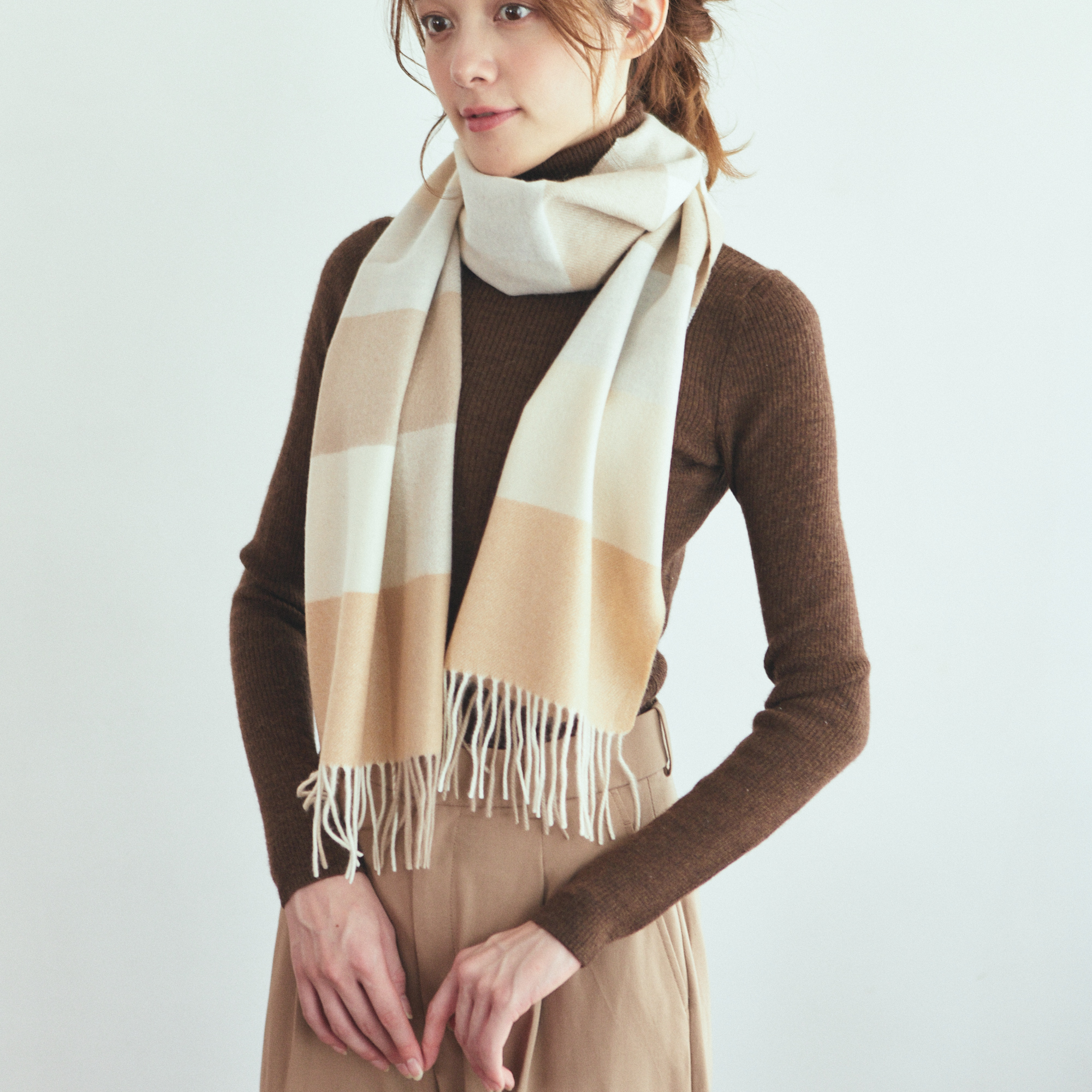 【名入れ/ボックス付】カシミヤ100%マフラーとテディベアのセット