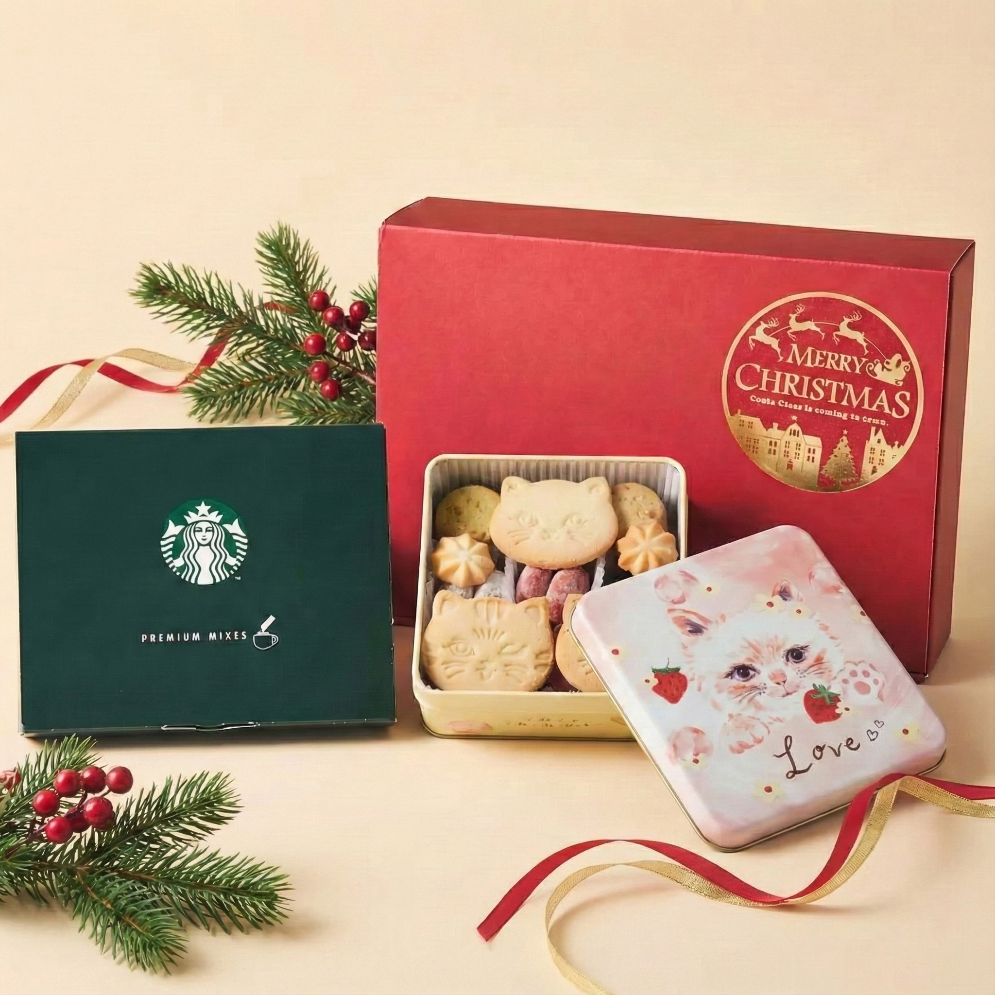 【クリスマス限定ボックス付】こねこのクッキーとコーヒーセット