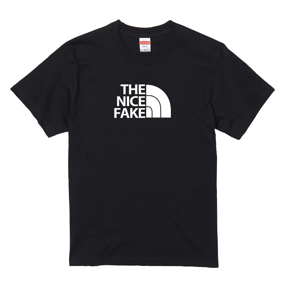 【名入れ対応】遊び心いっぱいのおもしろTシャツ「THE NICE FAKE」