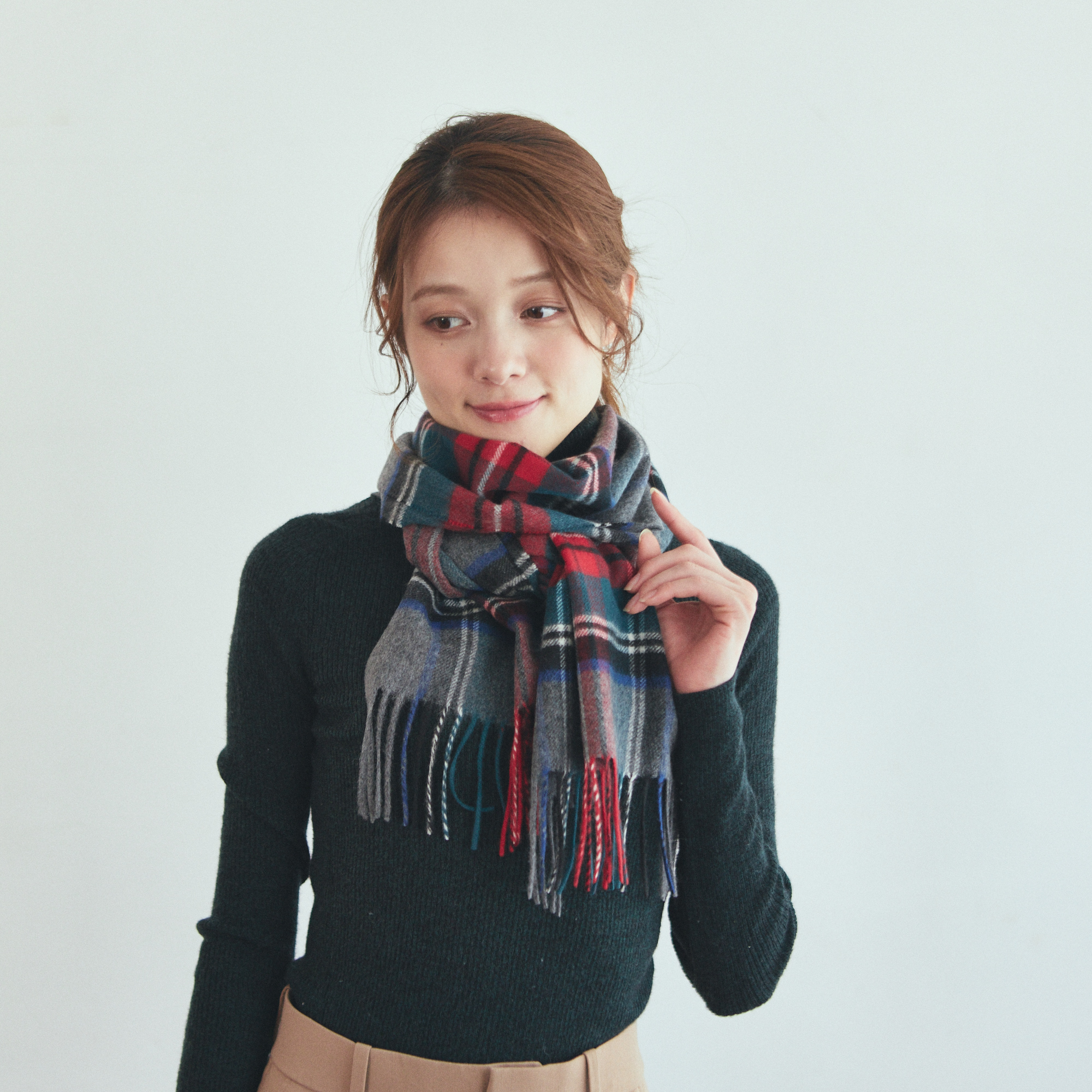 【名入れ/クリスマス限定ボックス付】カシミヤ100%マフラー・メンズグローブ・リップセット