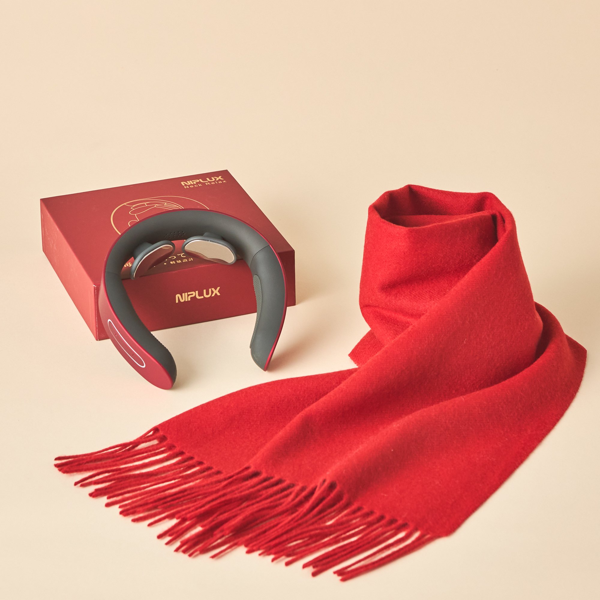 還暦・名入れギフト】カシミヤ100%マフラー＆ネックケアセット