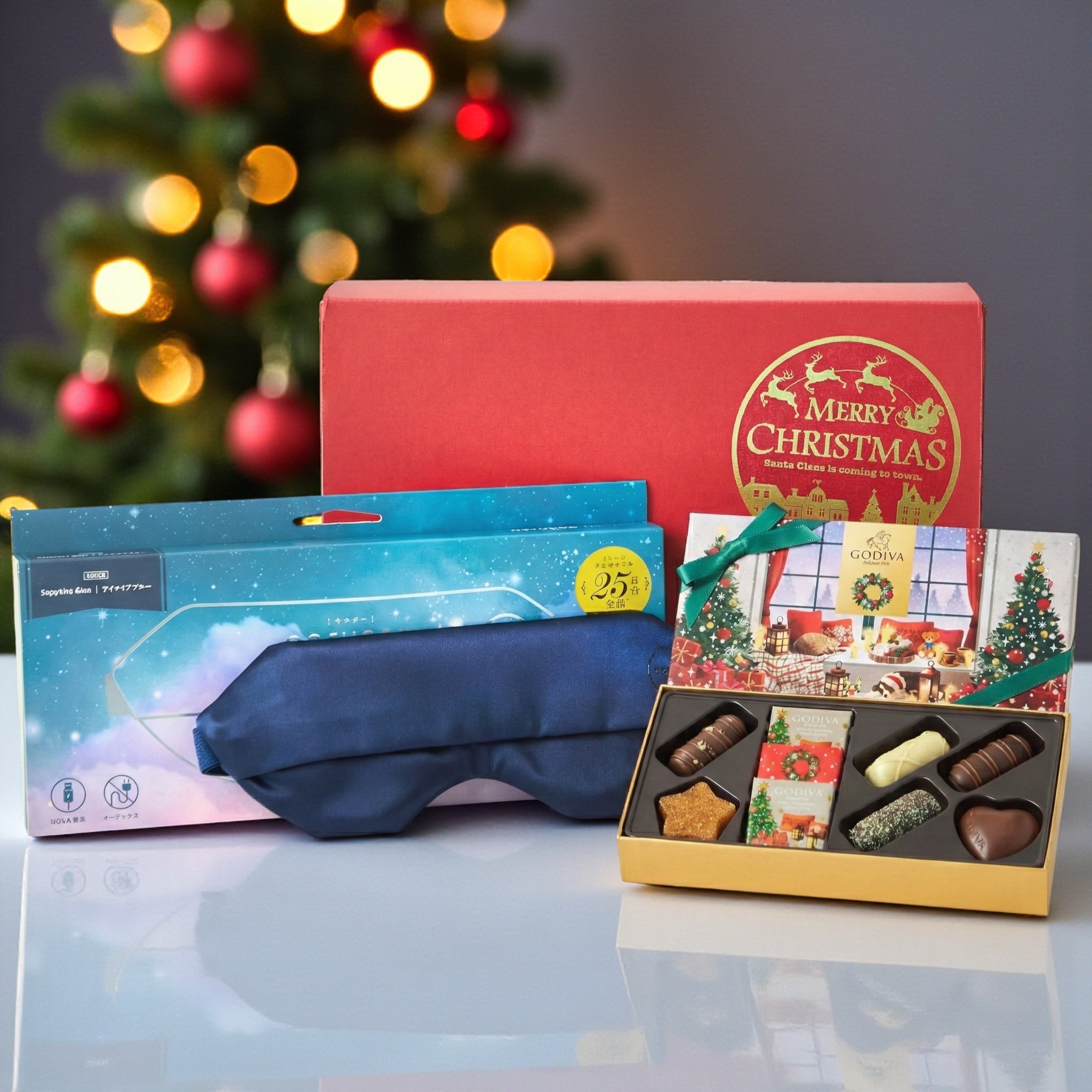 【クリスマス限定ボックス付】選べるクリスマス限定チョコとホットアイマスクのセット