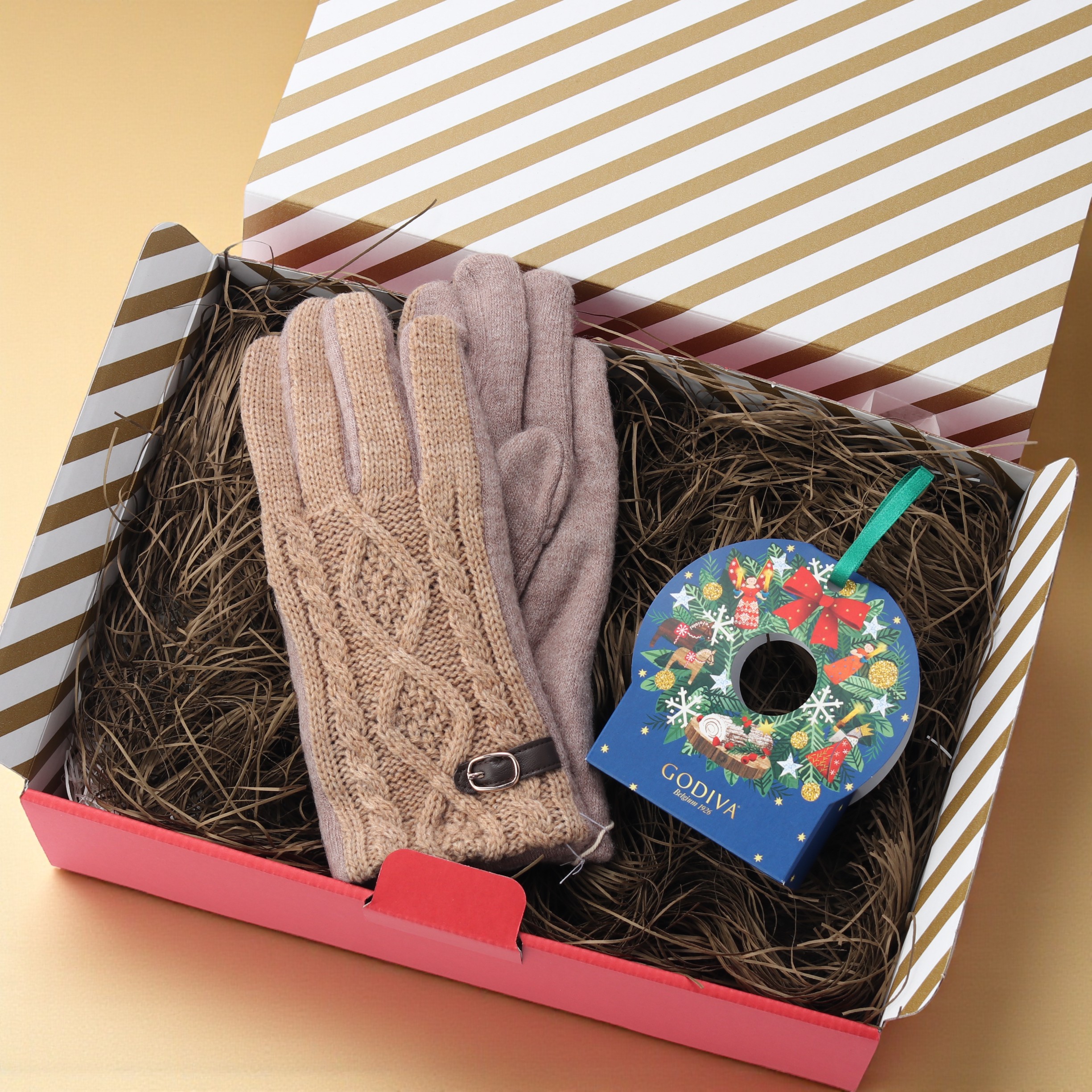 【クリスマス限定ボックス付】手袋とクリスマスチョコのセット※メンズorレディース選択可能