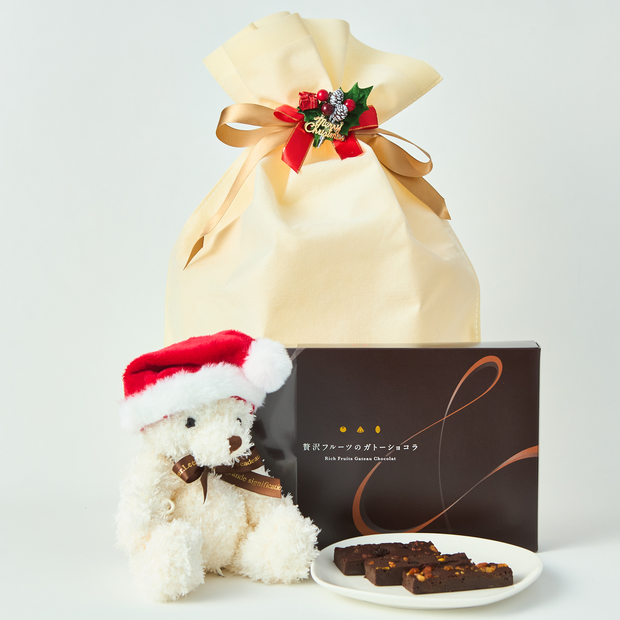クリスマス限定ラッピング付】クリスマスベアとフルーツたっぷり