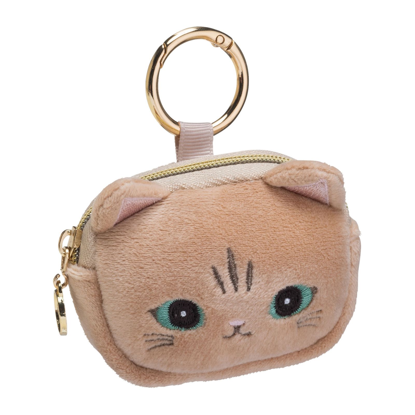 ヌネット/ジプシーのネコフェイスミニポーチ・S｜カラビナ付き