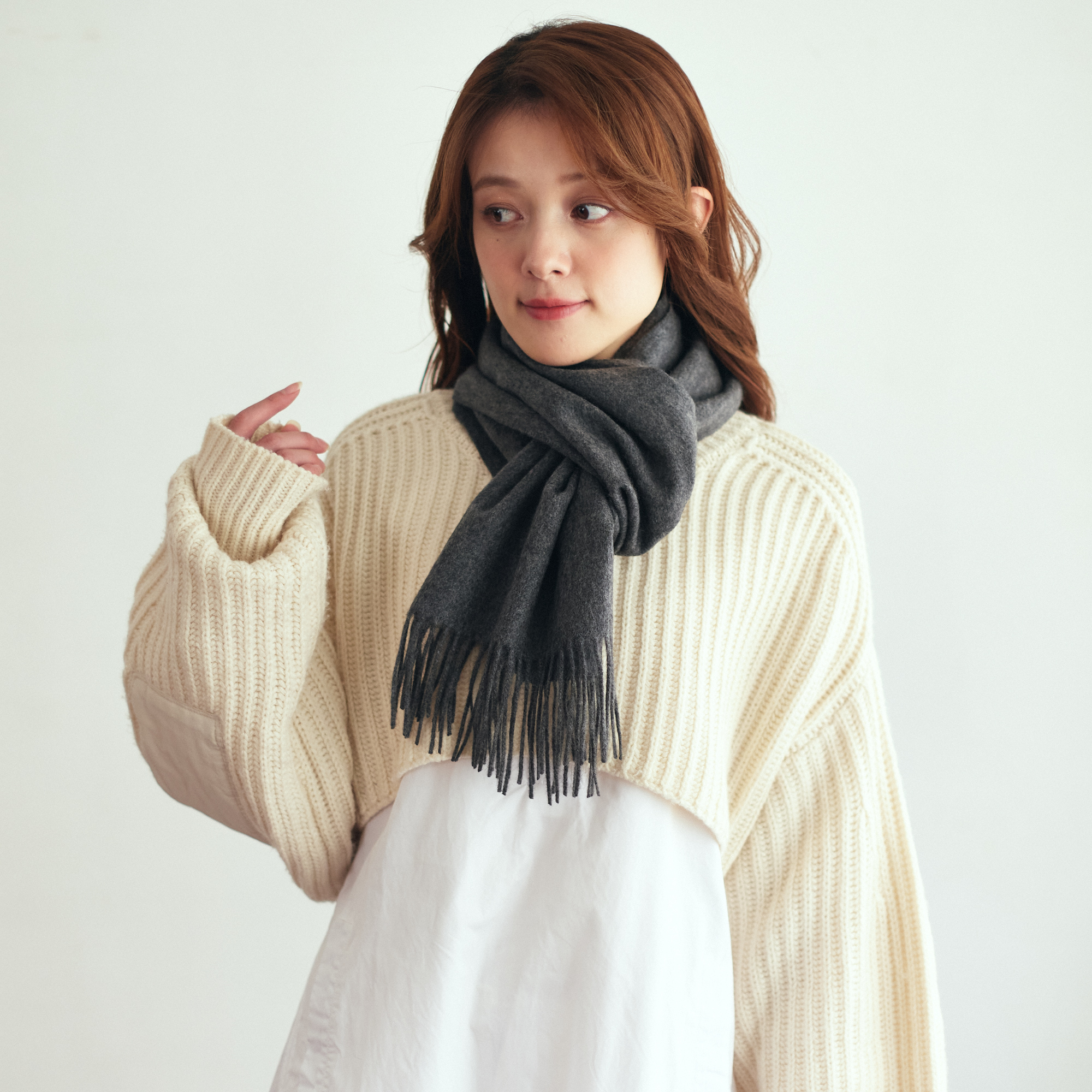 【還暦・刺繍名入れギフト】カシミヤ100%マフラー