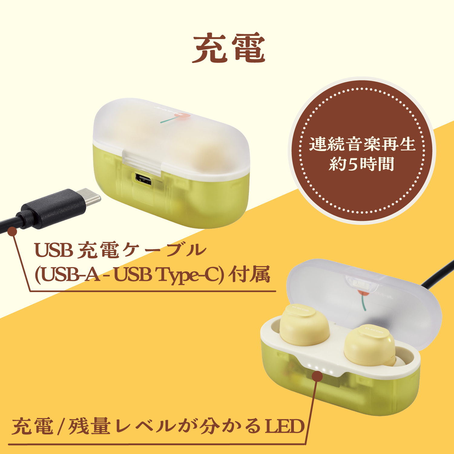 完全ワイヤレスBluetoothイヤホン＜クリームソーダ＞