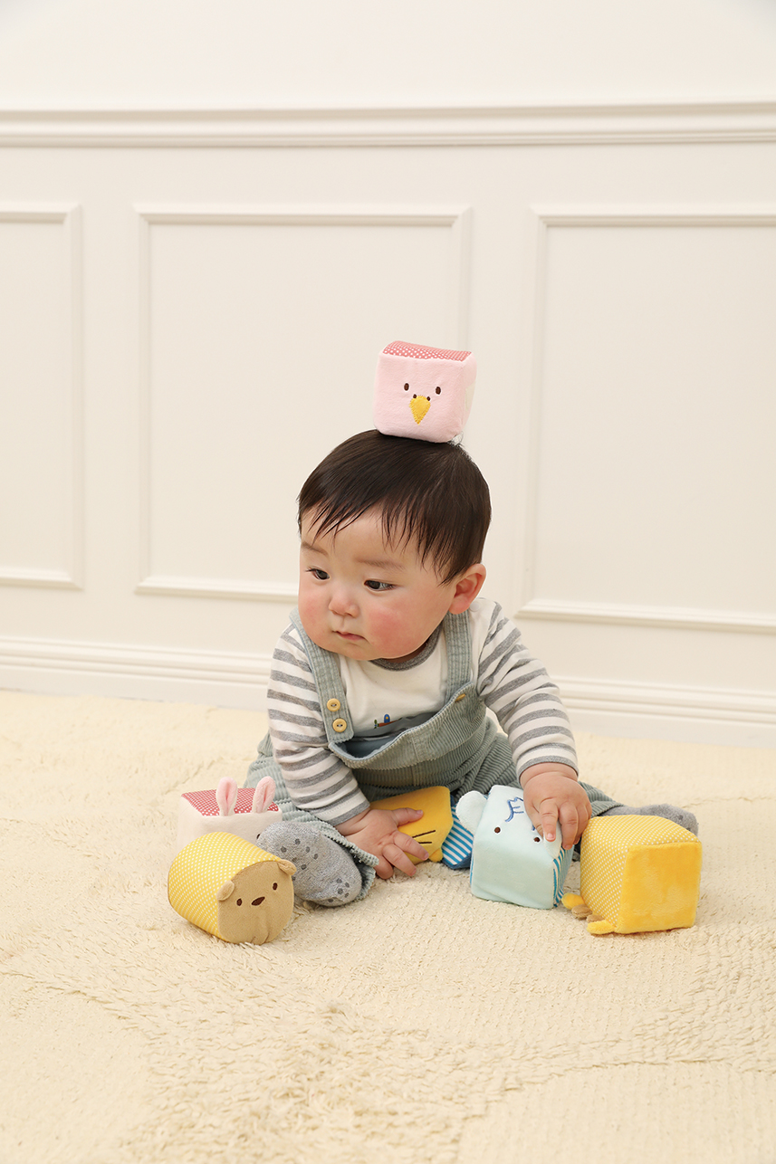 【名入れ】ママがうれしい！おむつストッカー&ふわふわアニマルブロックセット