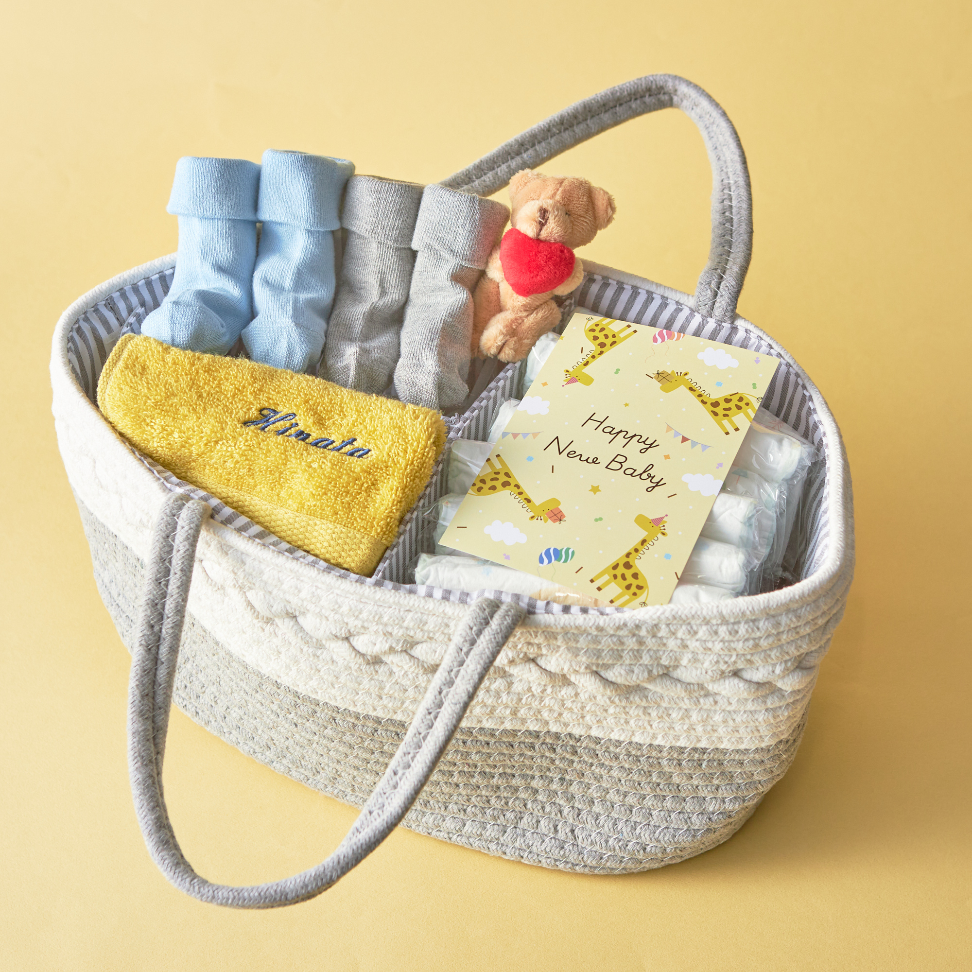 【名入れ】ママがうれしい！おむつストッカー&ふわふわアニマルブロックセット